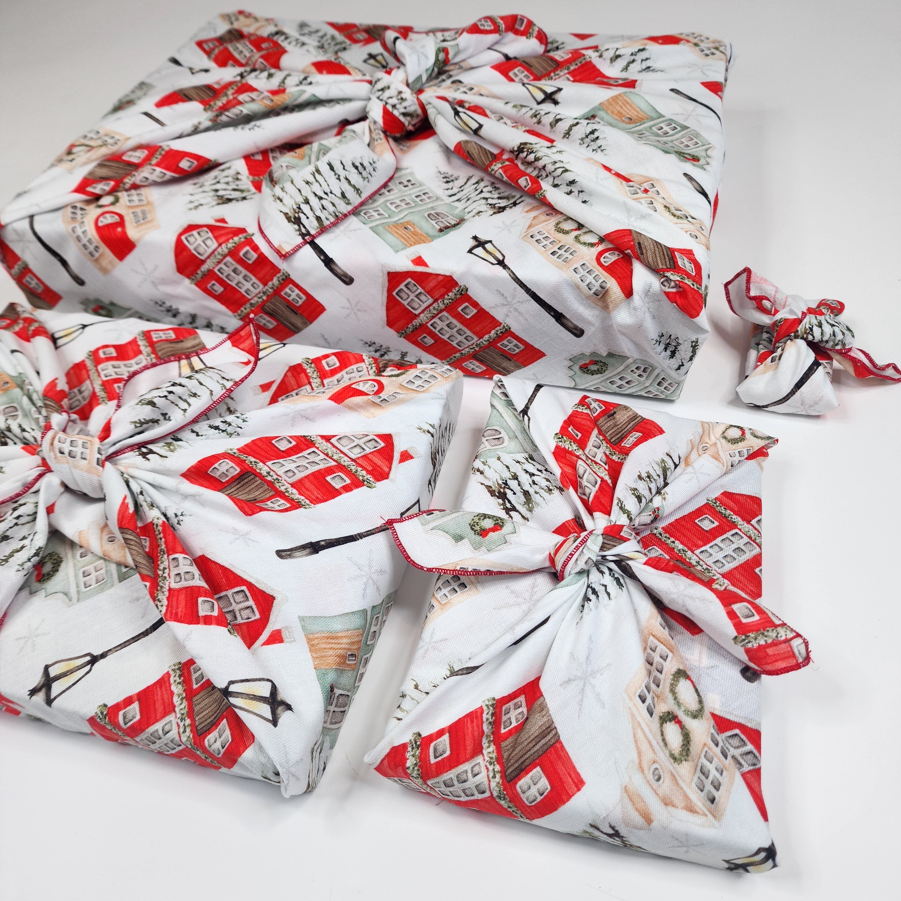 Christmas Cottages (4 Furoshiki Gift Wraps)