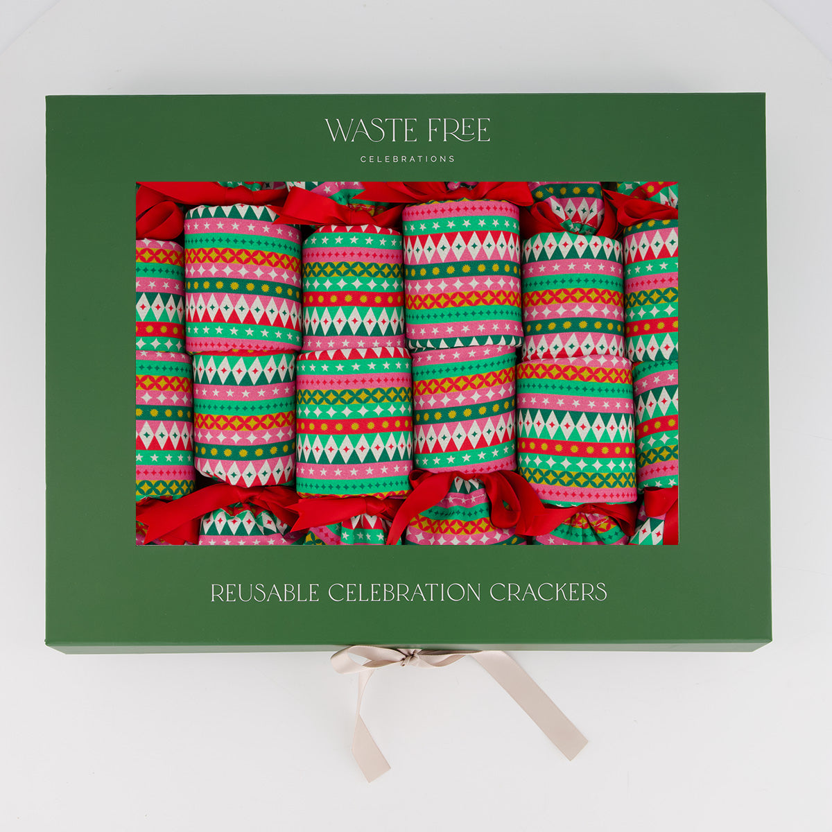 Fiesta reusable Christmas crackers — boxed with packaging visible — handmade in Afghanistan