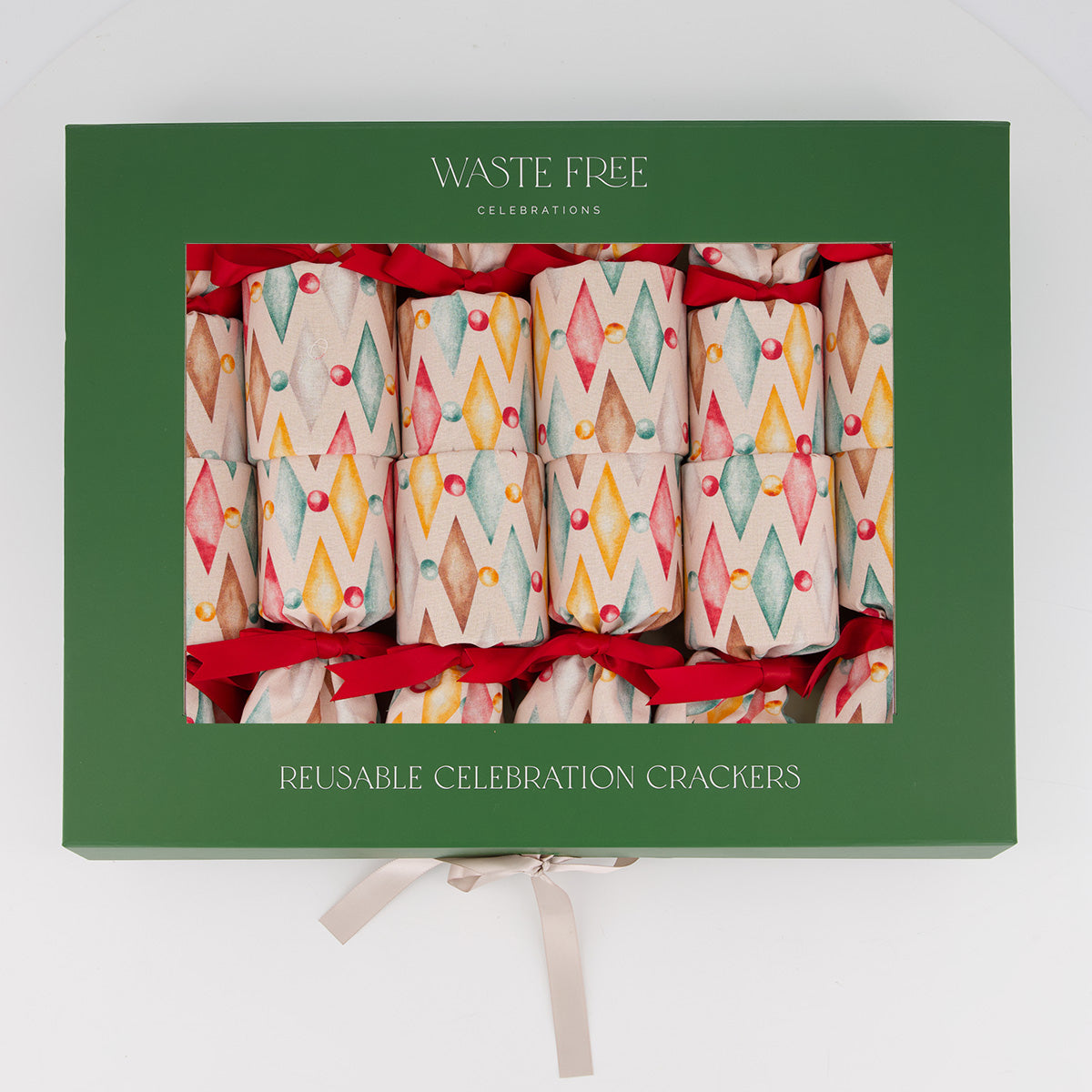 Harlekin reusable Christmas crackers — boxed with packaging visible — handmade in Afghanistan