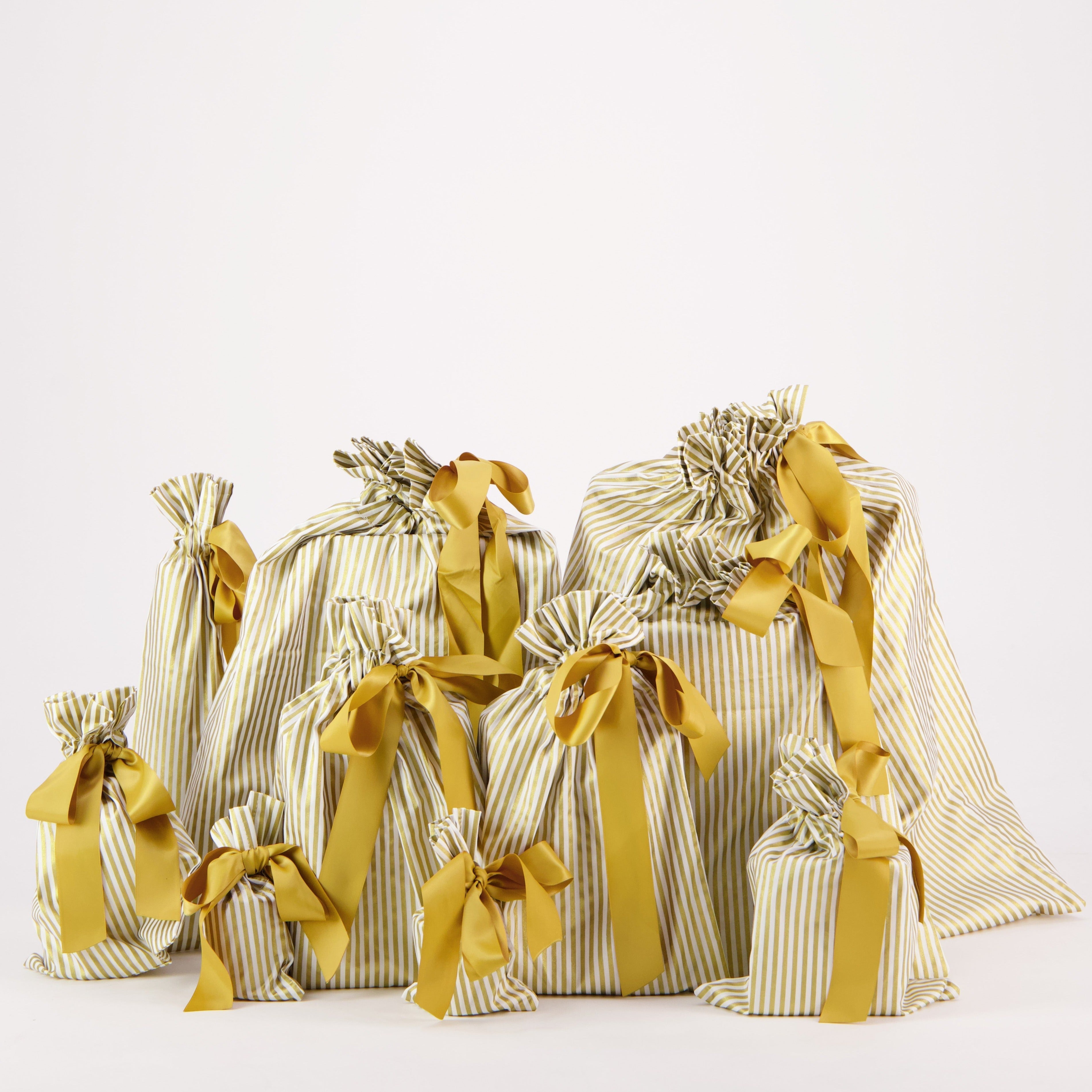 Gold Stripes (Reusable Gift Bag Set)